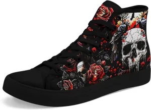 Unisex Skull High Tops Canvas Sneaker Classic Lace Up Fashion Tennis Shoes Casual Flat Walking Shoes