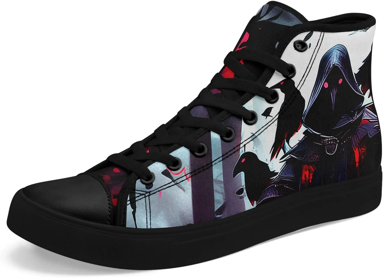 Unisex Skull Shoes High Tops Canvas Sneaker Classic Lace Up Fashion Shoes Casual Flat Walking Shoes