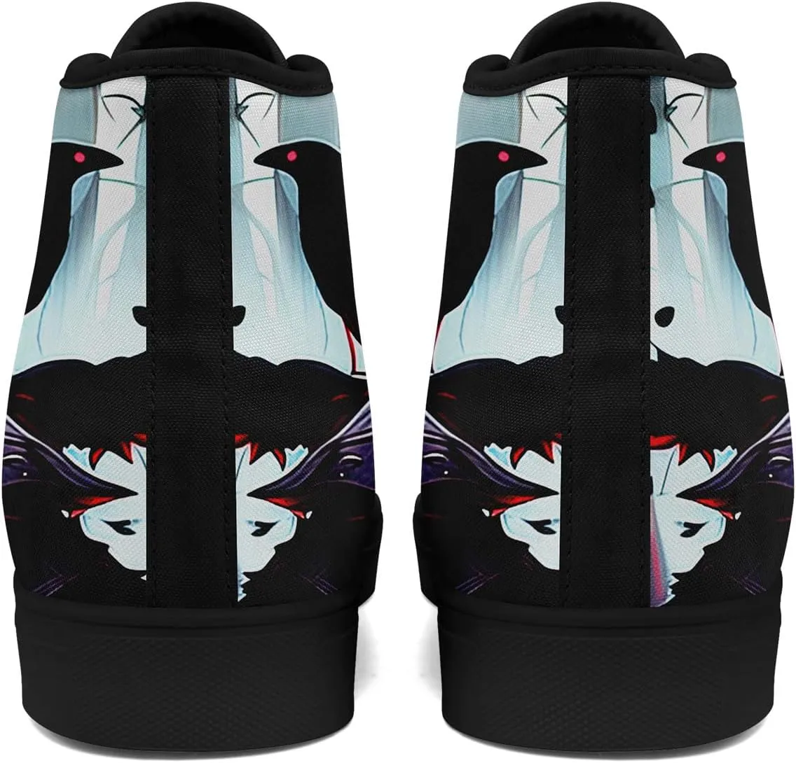 Unisex Skull Shoes High Tops Canvas Sneaker Classic Lace Up Fashion Shoes Casual Flat Walking Shoes
