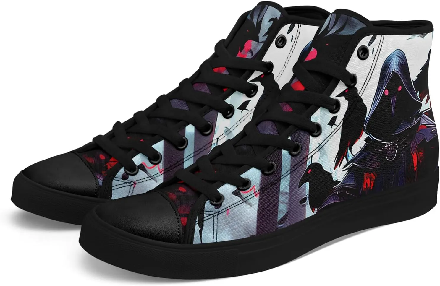 Unisex Skull Shoes High Tops Canvas Sneaker Classic Lace Up Fashion Shoes Casual Flat Walking Shoes
