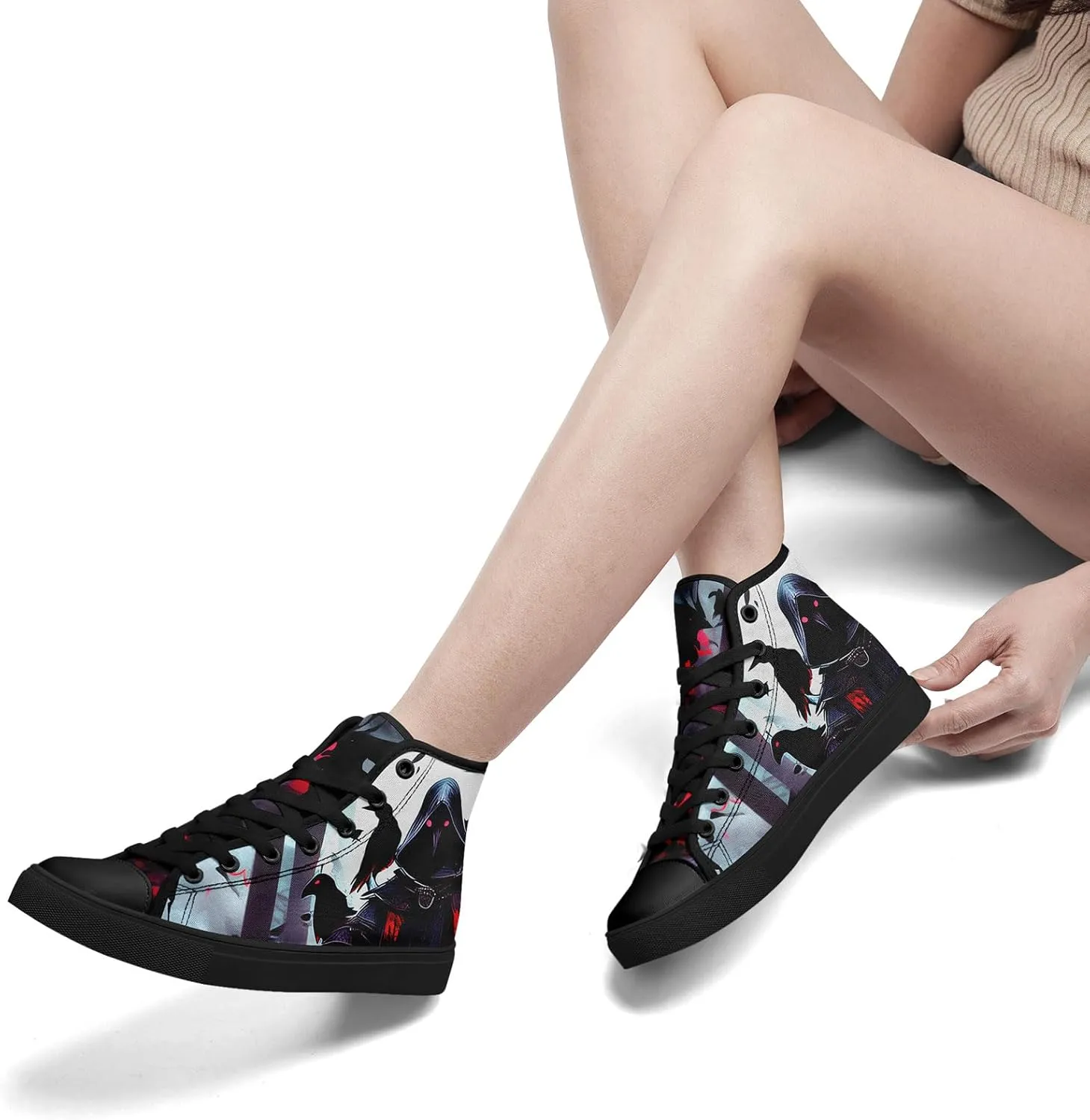 Unisex Skull Shoes High Tops Canvas Sneaker Classic Lace Up Fashion Shoes Casual Flat Walking Shoes