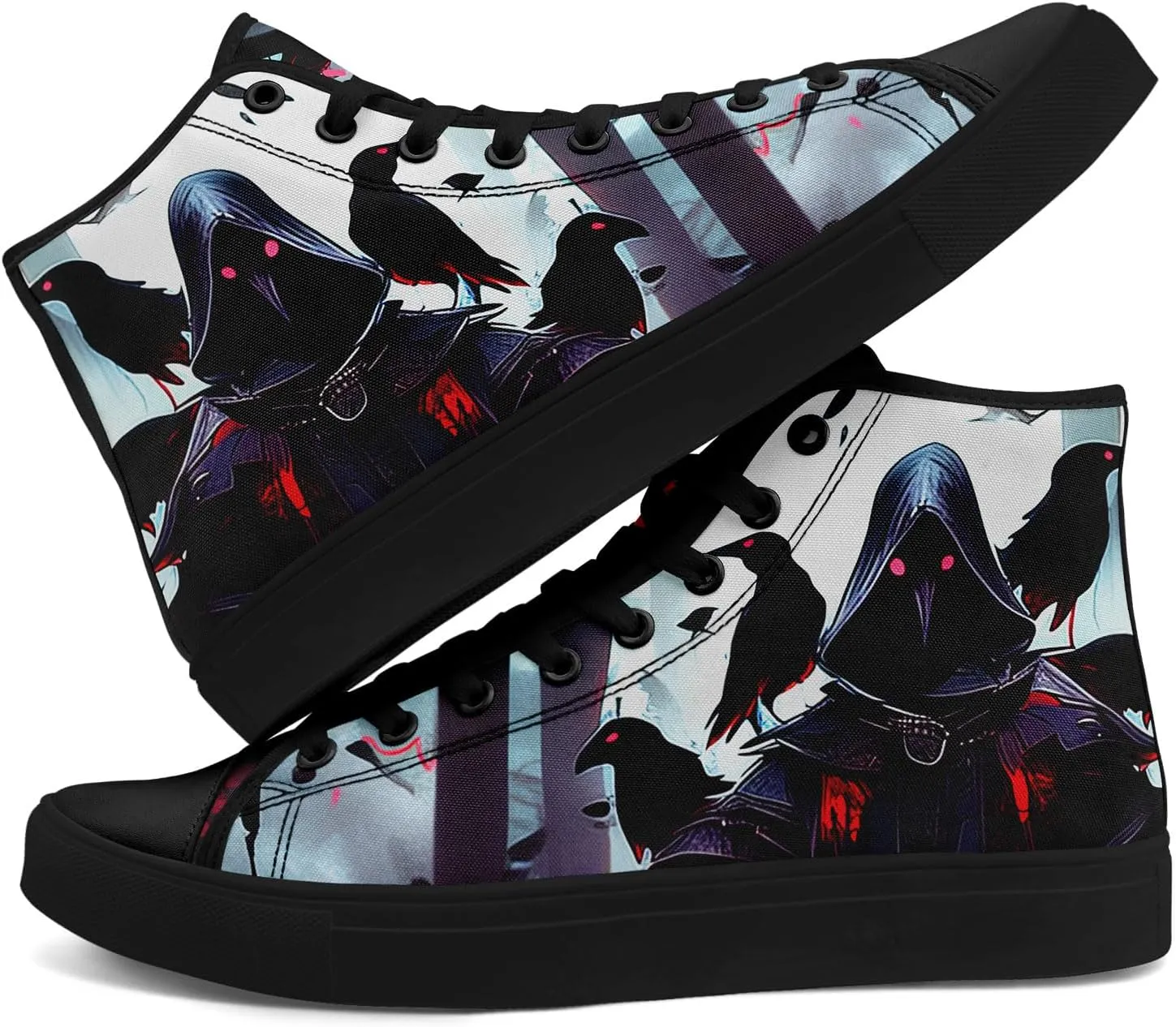 Unisex Skull Shoes High Tops Canvas Sneaker Classic Lace Up Fashion Shoes Casual Flat Walking Shoes