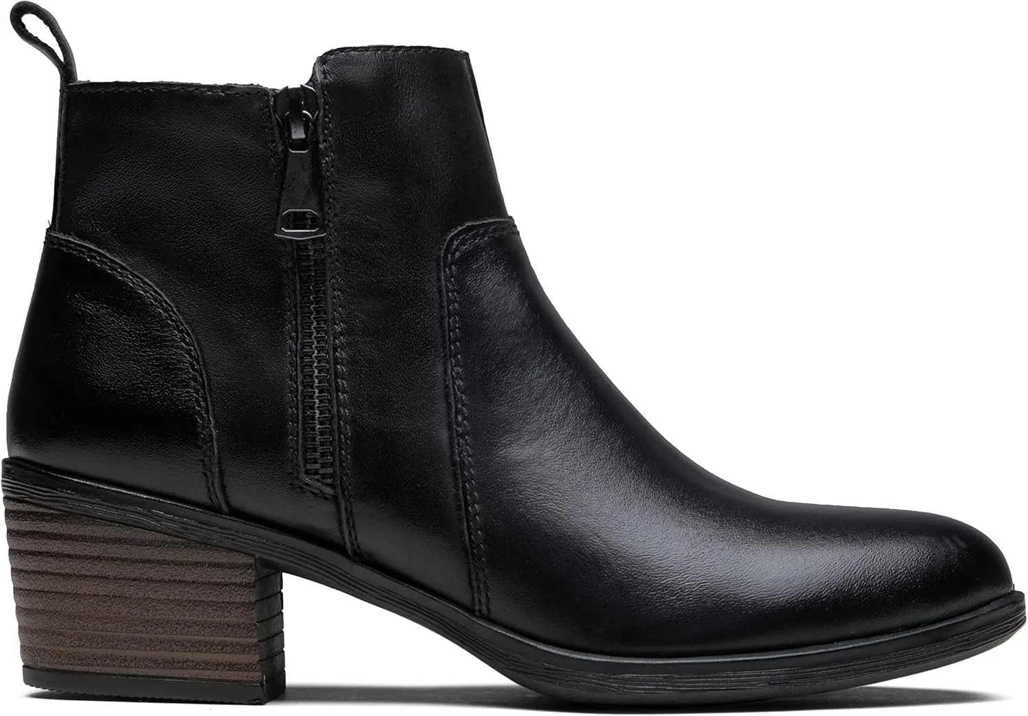 Vepose Women's Leather Ankle Boots, Low Heel Short Booties with Zipper