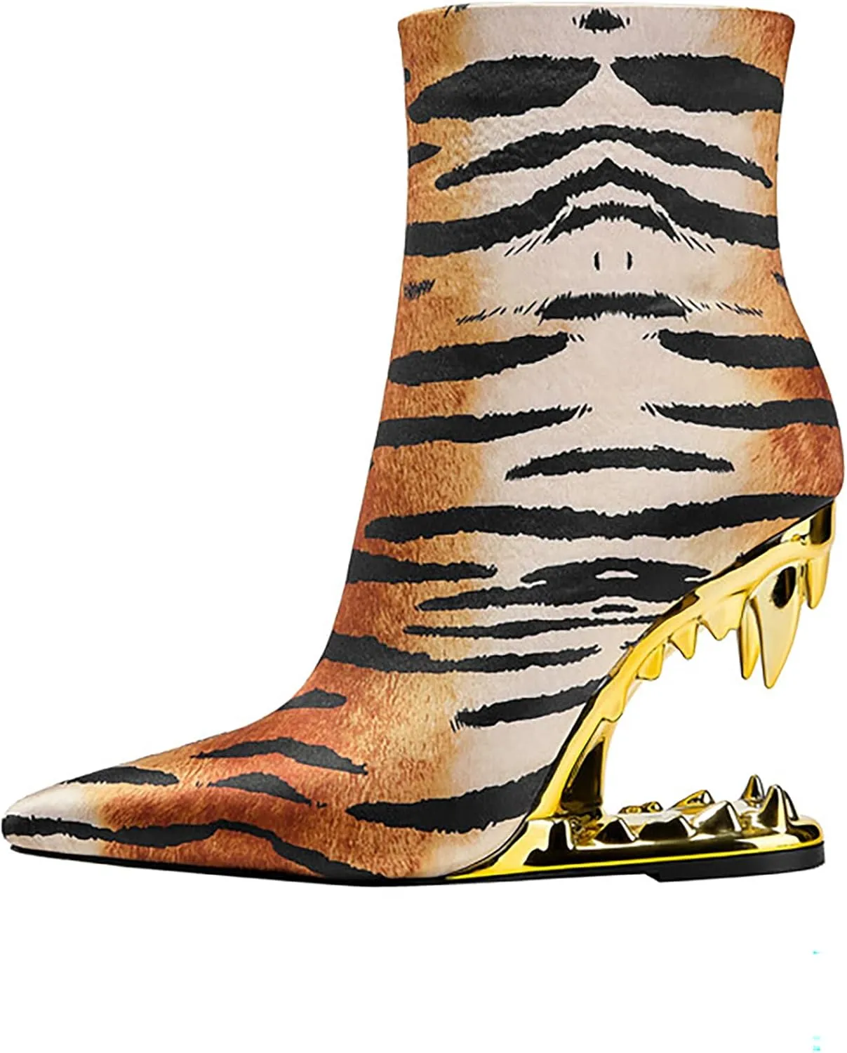 Wanliluxy Shark Teeth Ankle Boots Morso Boots Animal Pattern Boots Rhinestone Ankle Boots