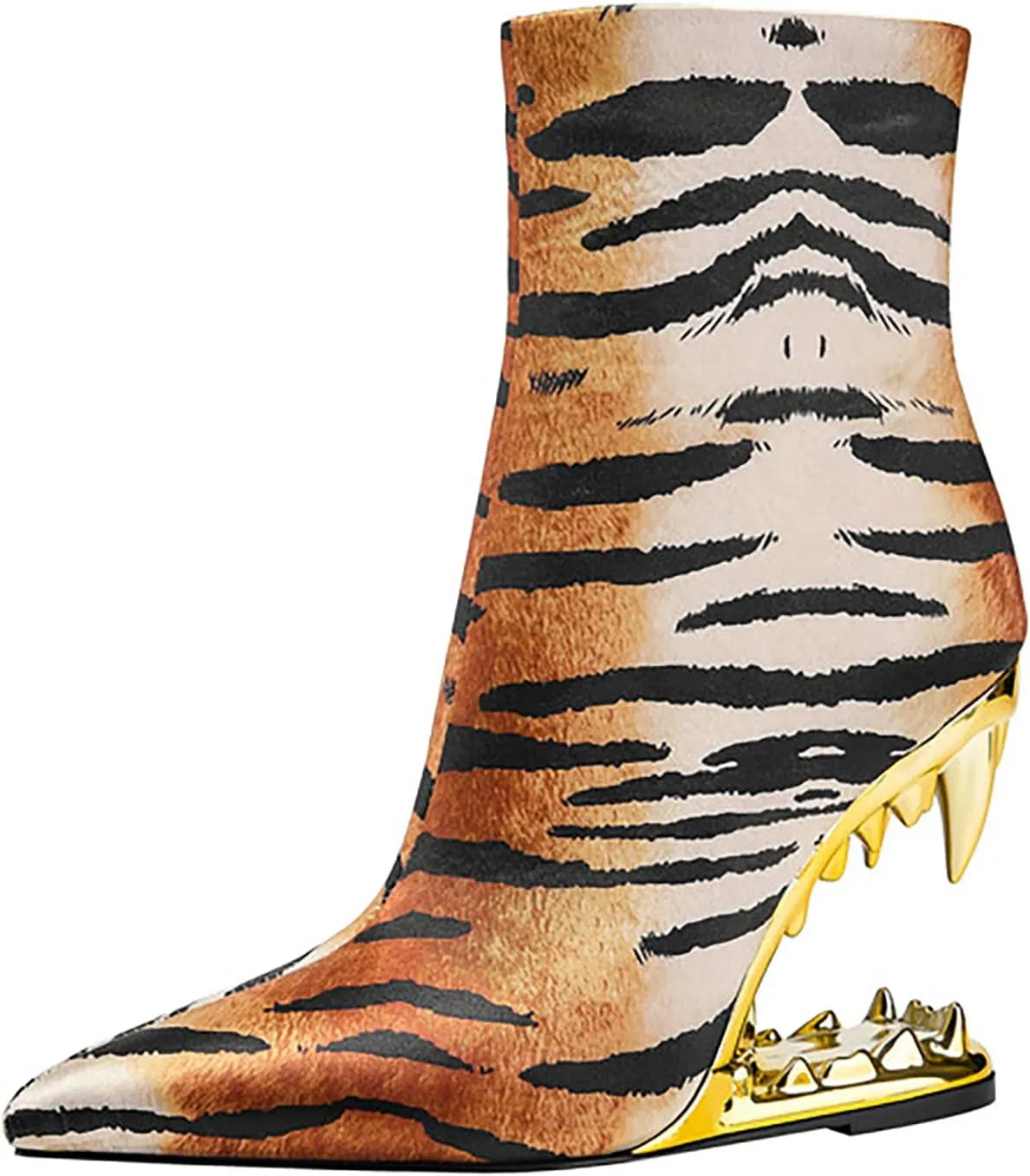 Wanliluxy Shark Teeth Ankle Boots Morso Boots Animal Pattern Boots Rhinestone Ankle Boots