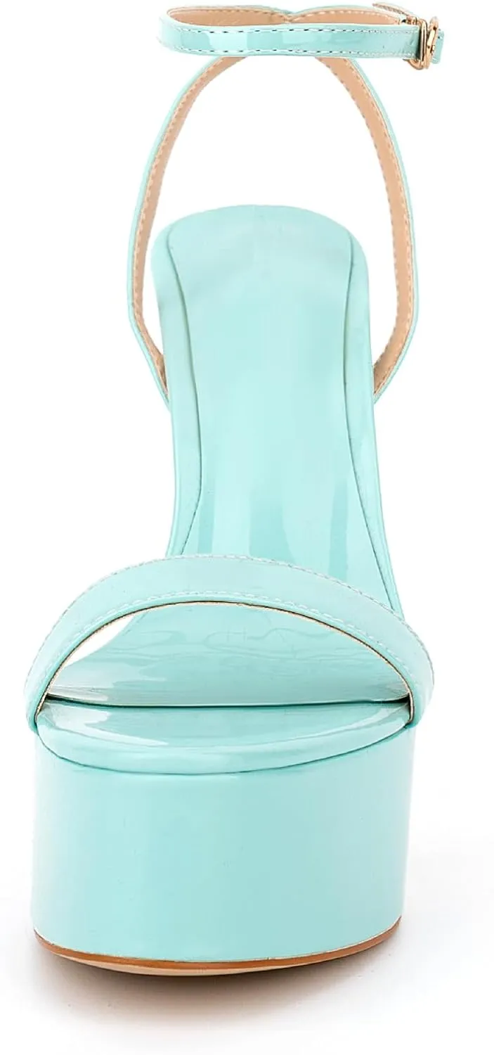 WILDKATZEN Women's Stiletto High Heel Sandals Platform Open Toe Ankle Strap Dress Shoes