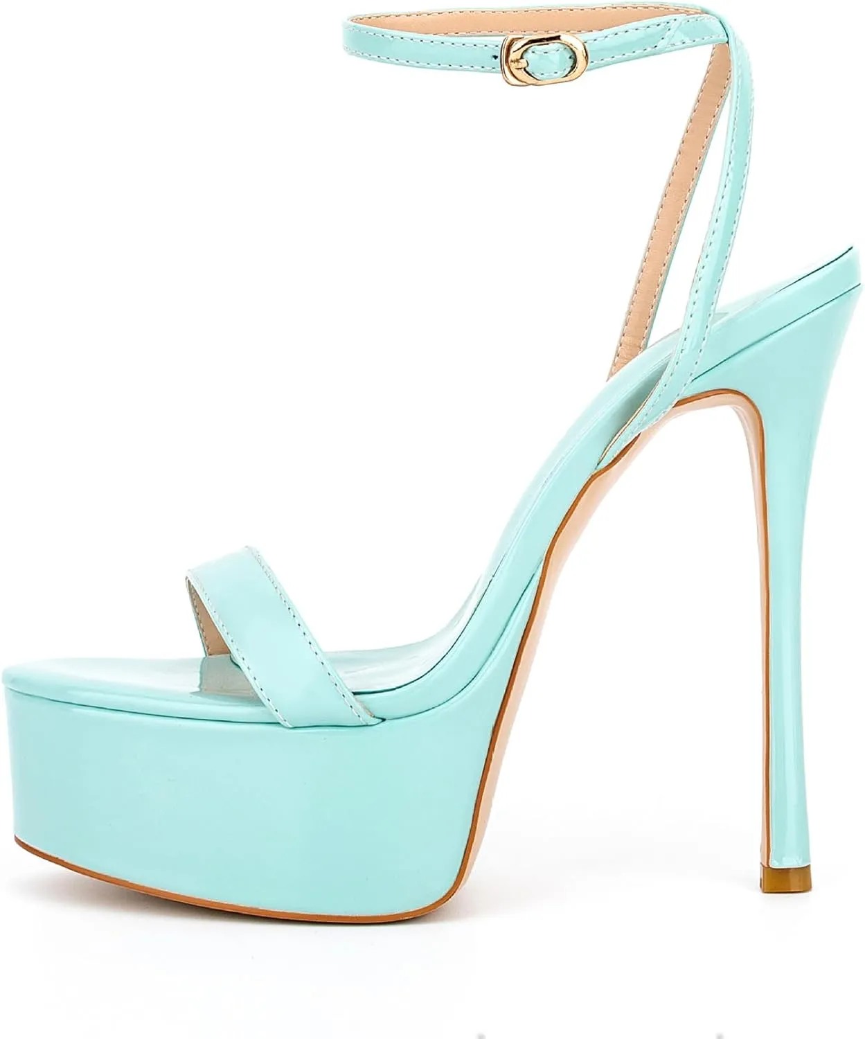 WILDKATZEN Women's Stiletto High Heel Sandals Platform Open Toe Ankle Strap Dress Shoes
