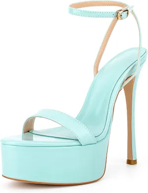 WILDKATZEN Women's Stiletto High Heel Sandals Platform Open Toe Ankle Strap Dress Shoes