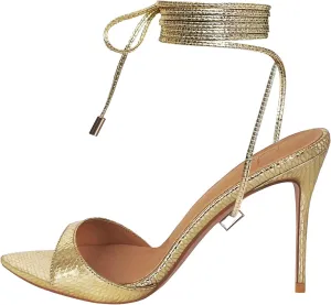 Women Mules High Heel Sandals Pointed Toe Lace Up Stilettos Heels Strappy Ladies Slippers Party Sandals Shoes