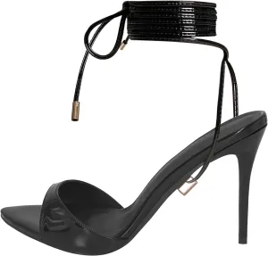 Women Mules High Heel Sandals Pointed Toe Lace Up Stilettos Heels Strappy Ladies Slippers Party Sandals Shoes