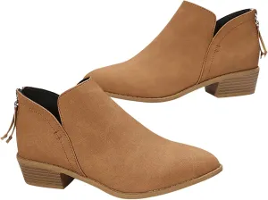 Women Pointed Toe Ankle Boots 2022 Fall Fashion Casual Back Zipper V Cutout Block Chunky Mid Heel Booties Solid Comfy Slip on Ladies Shoes
