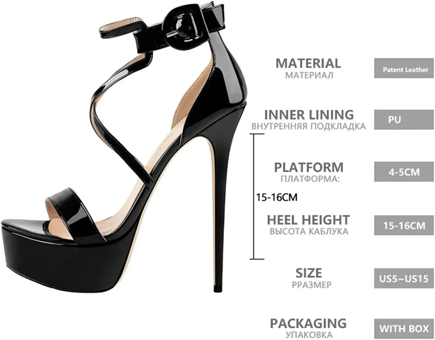 Women's 16cm Stiletto Sandals - Black Gold Cross-Tied Party Pumps