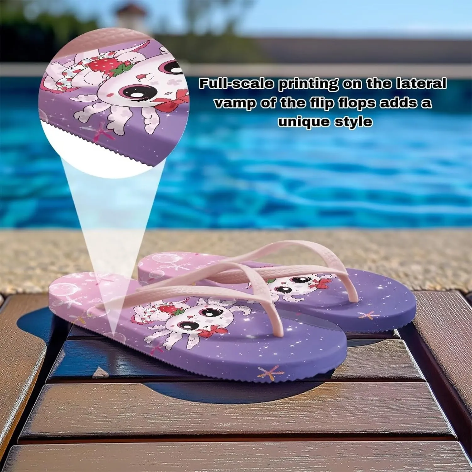 Women's Beach Sandals Non-Slip Quick-Dry Flip Flops Indoor Outdoor Slides Slipper for Shower Spa Pool & Summer Use Pink Strap Size 5.5-9.5