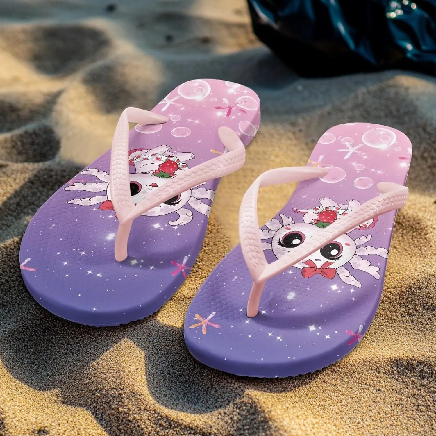 Women's Beach Sandals Non-Slip Quick-Dry Flip Flops Indoor Outdoor Slides Slipper for Shower Spa Pool & Summer Use Pink Strap Size 5.5-9.5