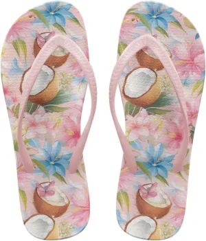 Women's Beach Sandals Non-Slip Quick-Dry Flip Flops Indoor Outdoor Slides Slipper for Shower Spa Pool & Summer Use Pink Strap Size 5.5-9.5