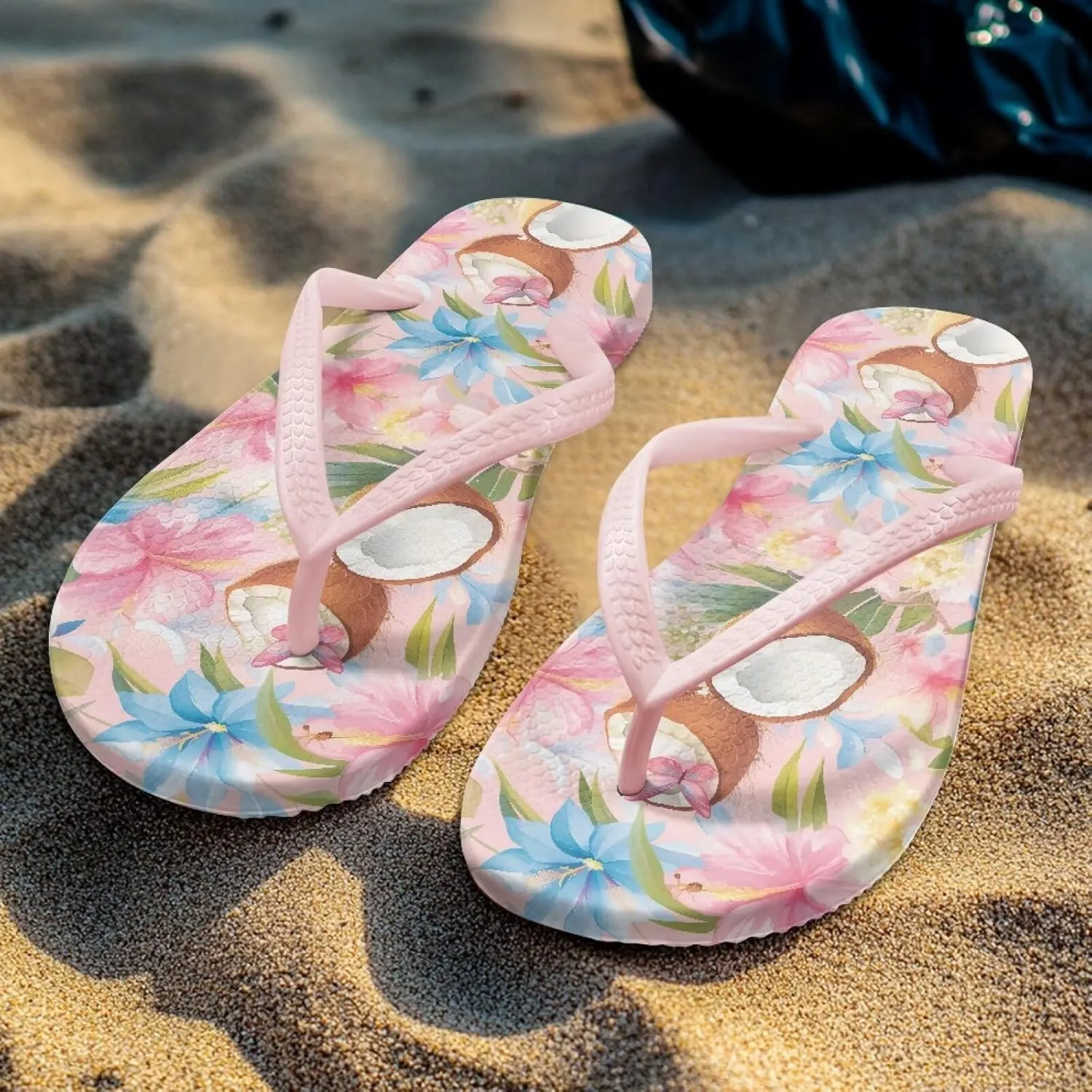 Women's Beach Sandals Non-Slip Quick-Dry Flip Flops Indoor Outdoor Slides Slipper for Shower Spa Pool & Summer Use Pink Strap Size 5.5-9.5