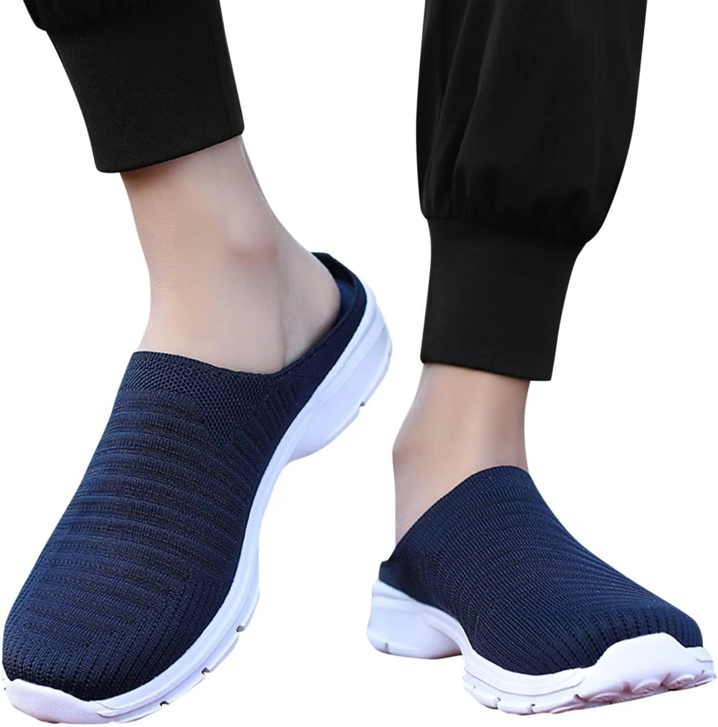 Womens Breathable Mesh Walking Mules Sneakers Womens Running Shoes Mesh Breathable Casual Tennis Shoes White Platform Sneakers Slip On Tennis Shoe Cross Trainer Shoe