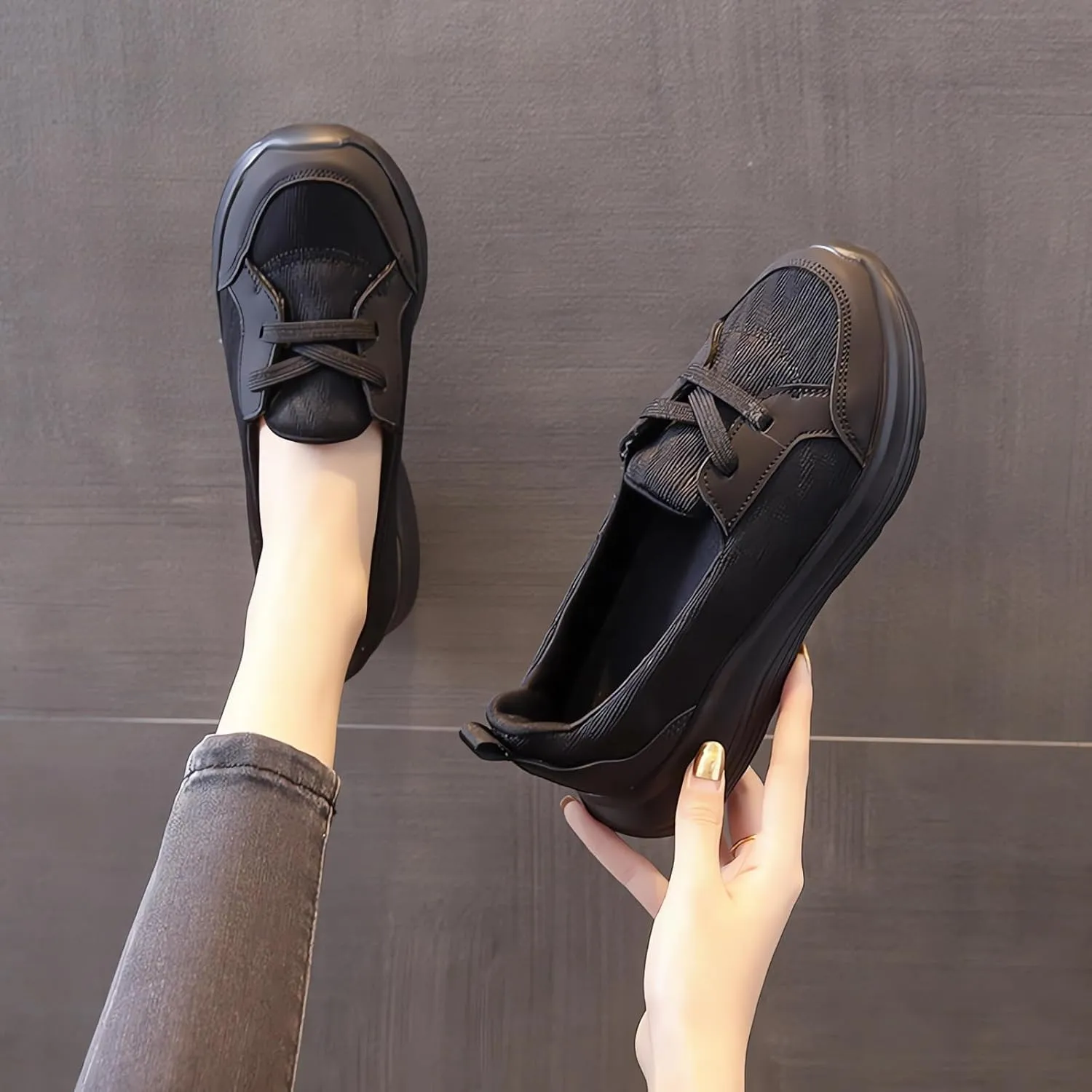 Women’s Breathable Slip on Arch Support Non-Slip Orthopedic Shoes On The Go Comfort Loafers Flats Wide Width Fit Walking Slip-in Sneakers Boat Shoe