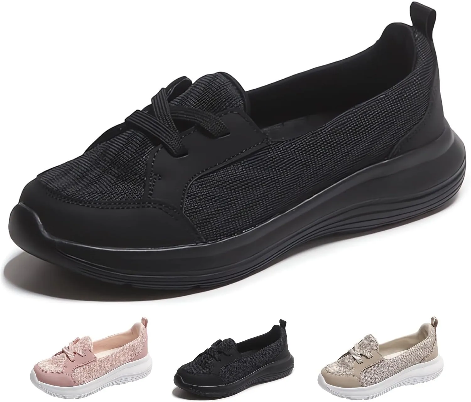 Women’s Breathable Slip on Arch Support Non-Slip Orthopedic Shoes On The Go Comfort Loafers Flats Wide Width Fit Walking Slip-in Sneakers Boat Shoe