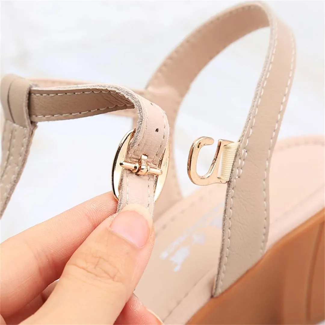 Womens Buckle Strap Front Rear Strap Wedge Heel Open Side Vamp Modern Sandals Split Leather Soft Summer Sandals