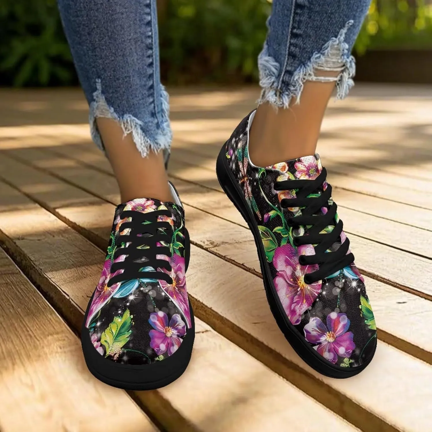 Women’s Canvas Sneakers Orthotic Walking Shoes with Memory Foam Non-Slip Canvas Shoes for Hiking Walking Running