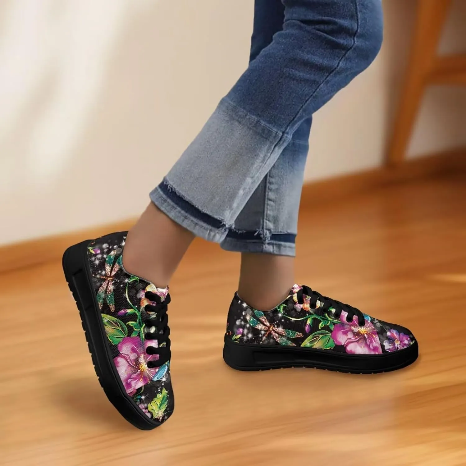 Women’s Canvas Sneakers Orthotic Walking Shoes with Memory Foam Non-Slip Canvas Shoes for Hiking Walking Running