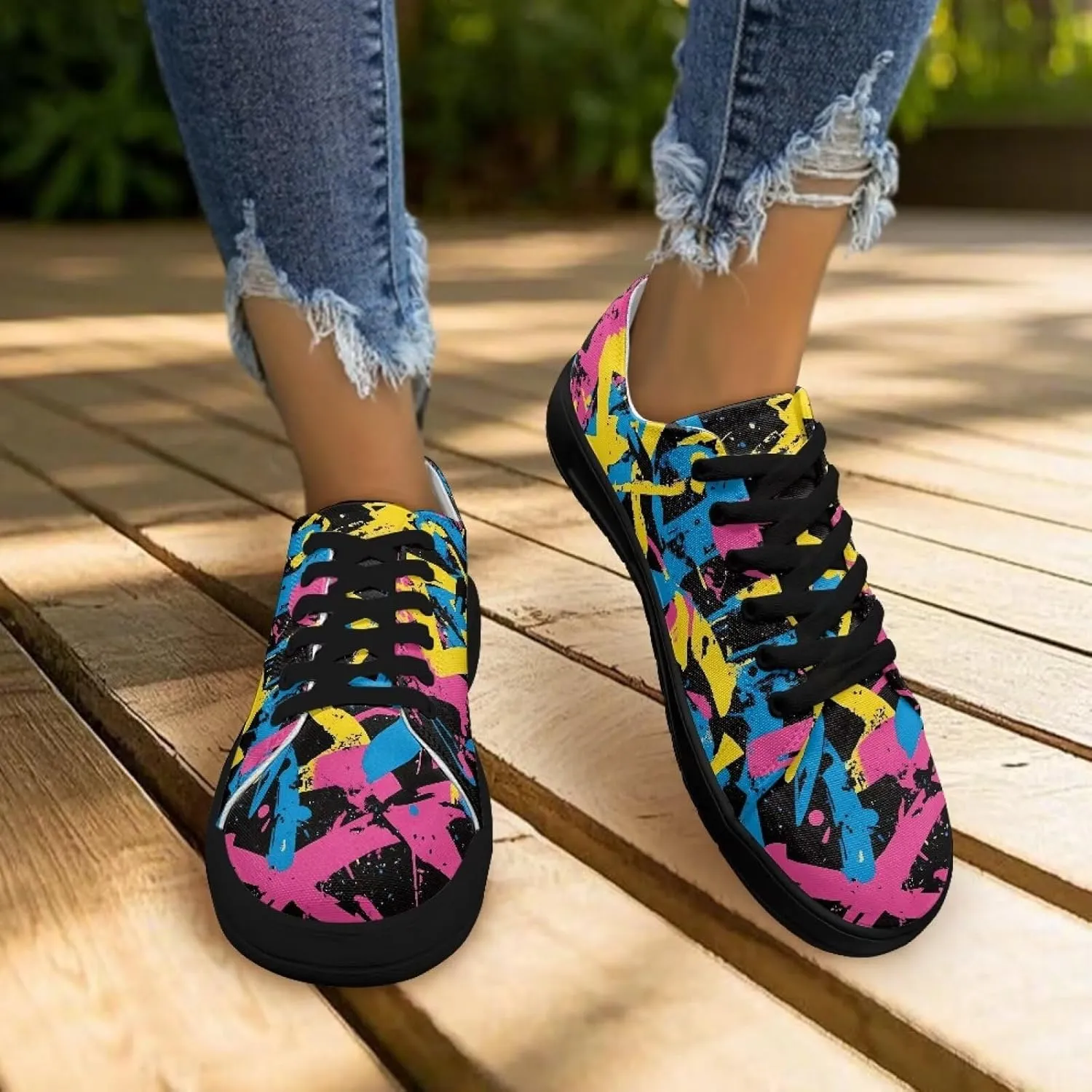 Women's Casual Canvas Shoes Comfortable Low Top Walking Shoes Classic Polyester Upper Arch Support Canvas Sneakers
