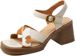 Women's Casual Square Toe Sandals With Chunky Heel Non-Slip Sole Open Side Vamp Buckle Strap Modern Sandals