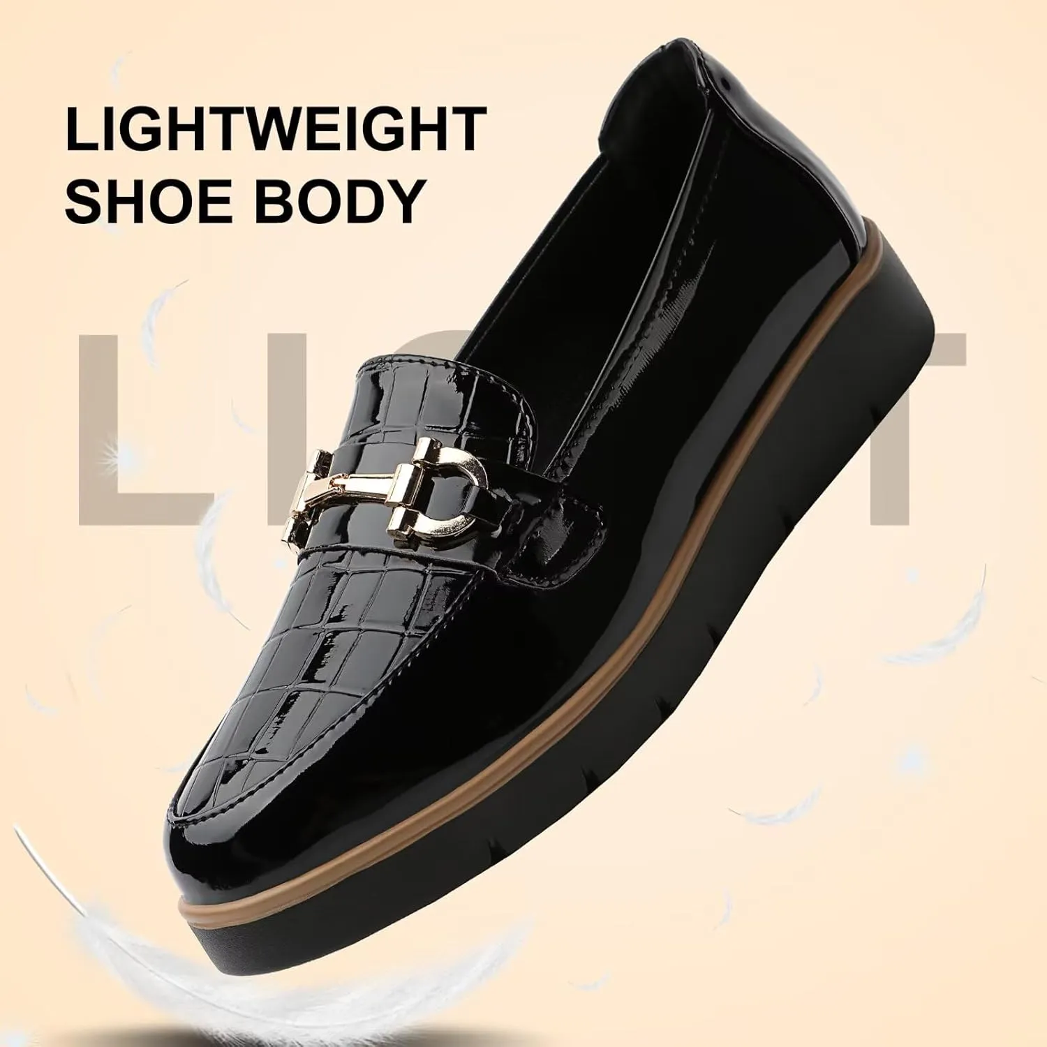 Women's Classic Comfort Leather Loafers Cute Slip-Ons Casual Dress Shoes Lightweight Walking Flats Everyday Work Shoes