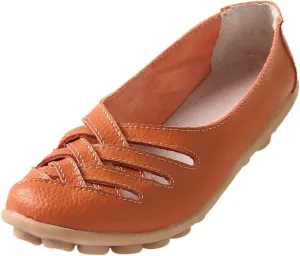Women's Cowhide Leather Loafers Flats Sandals Slip-On