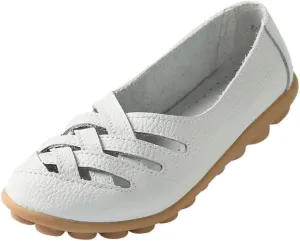 Women's Cowhide Leather Loafers Flats Sandals Slip-On