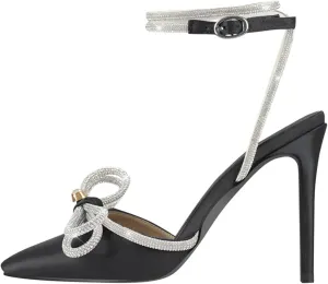 Women's Crystal Butterfly Sandals - PVC & Satin Ankle Strap Heels