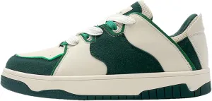 Womens Fashion Leather Lace Up Platform Sneakers Classic Trendy Non Slip Tennis Travel Walking Skateboarding Shoes