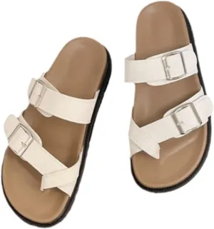 Women's Flip-Flop Slippers On Beach Slide Slipper With Adjustable Metal Buckle Strap Footbed Sandals Slip Shoes Summer Gifts Rave Festivals