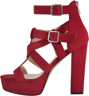 Women's Flock Round Toe Sandals - Hollow Back Zipper Party Heels