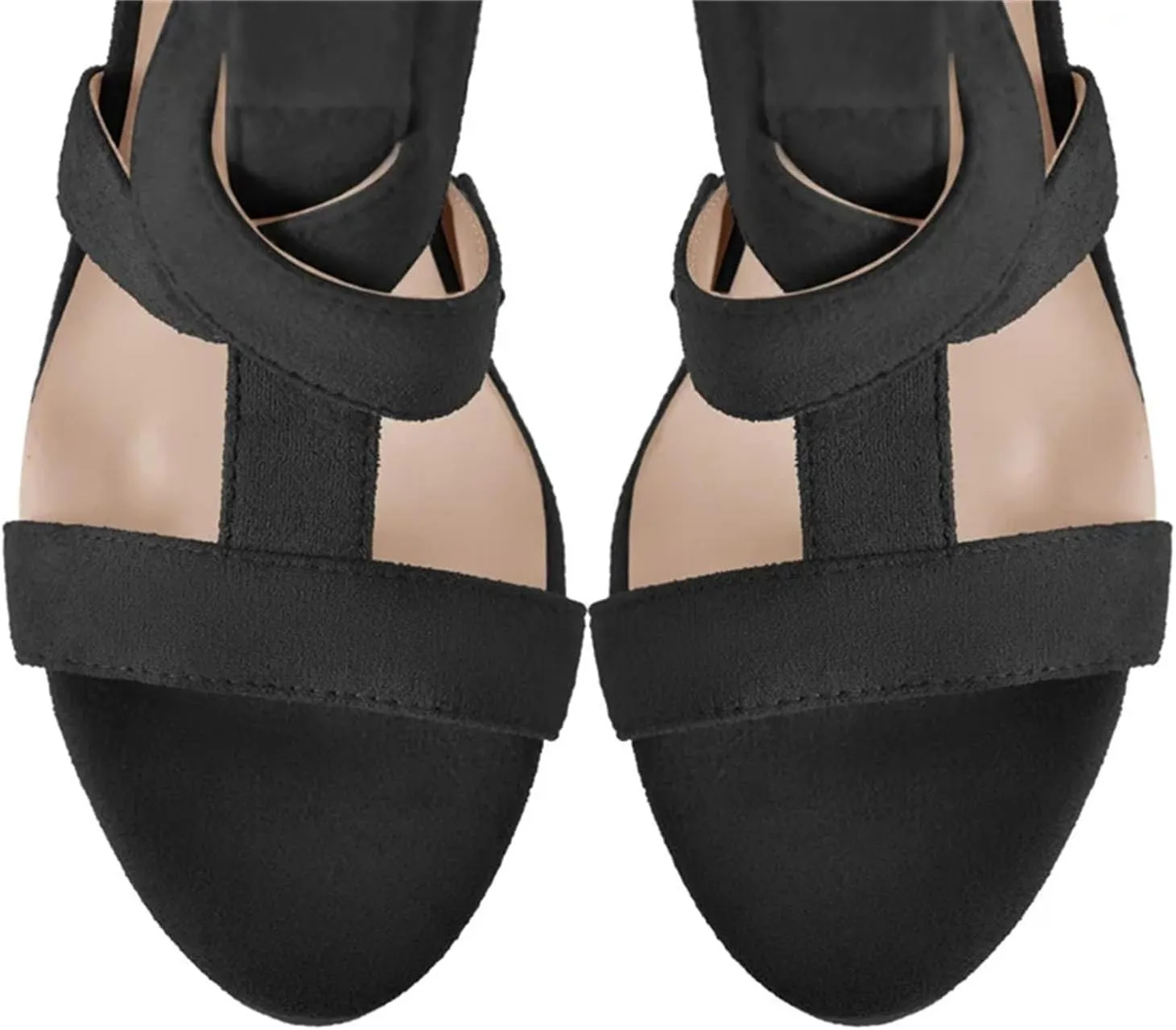 Women's Flock Round Toe Sandals - Hollow Back Zipper Party Heels