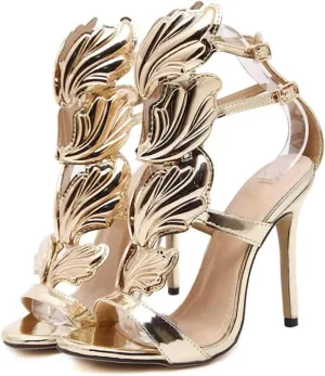 Women's Gladiator Bowknot Sandals - Roman Style High Heels with Wings