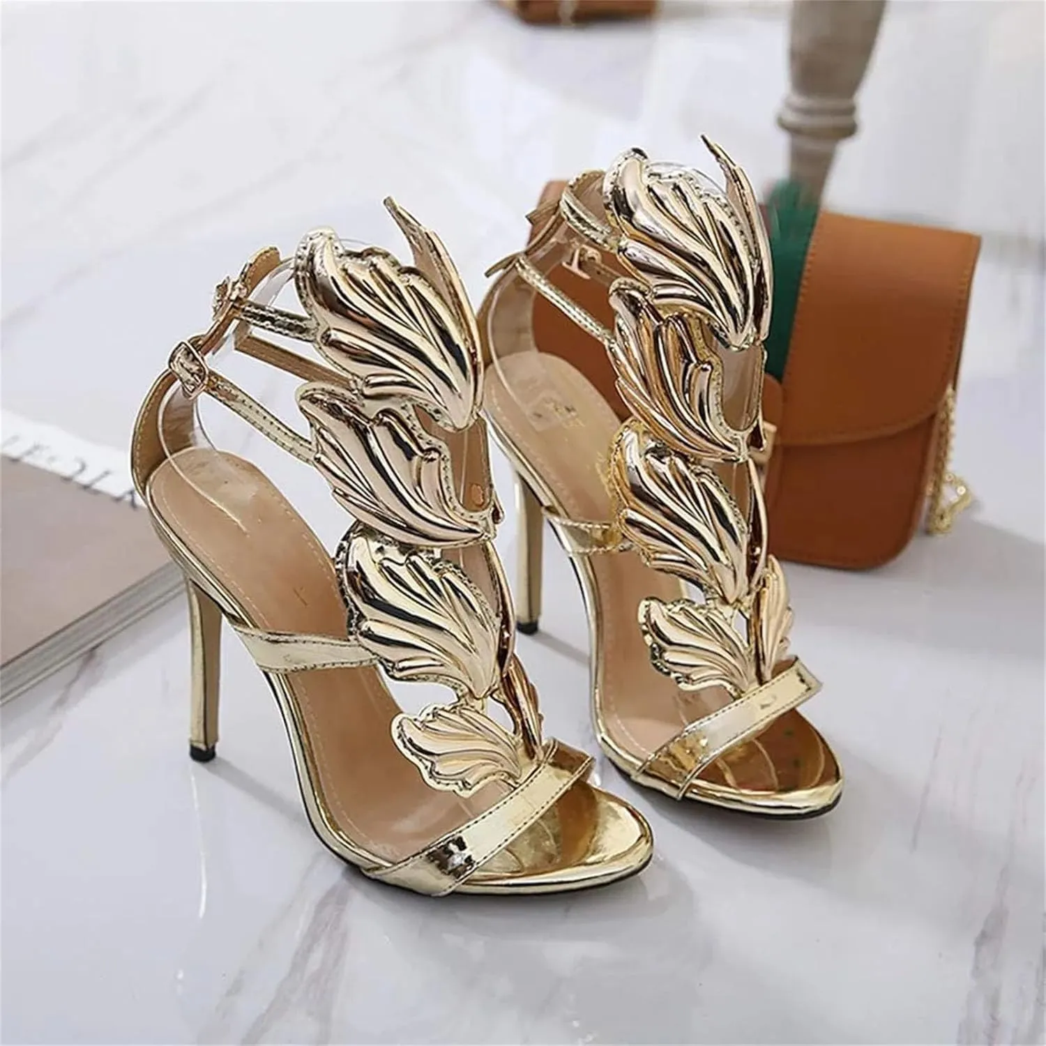 Women's Gladiator Bowknot Sandals - Roman Style High Heels with Wings