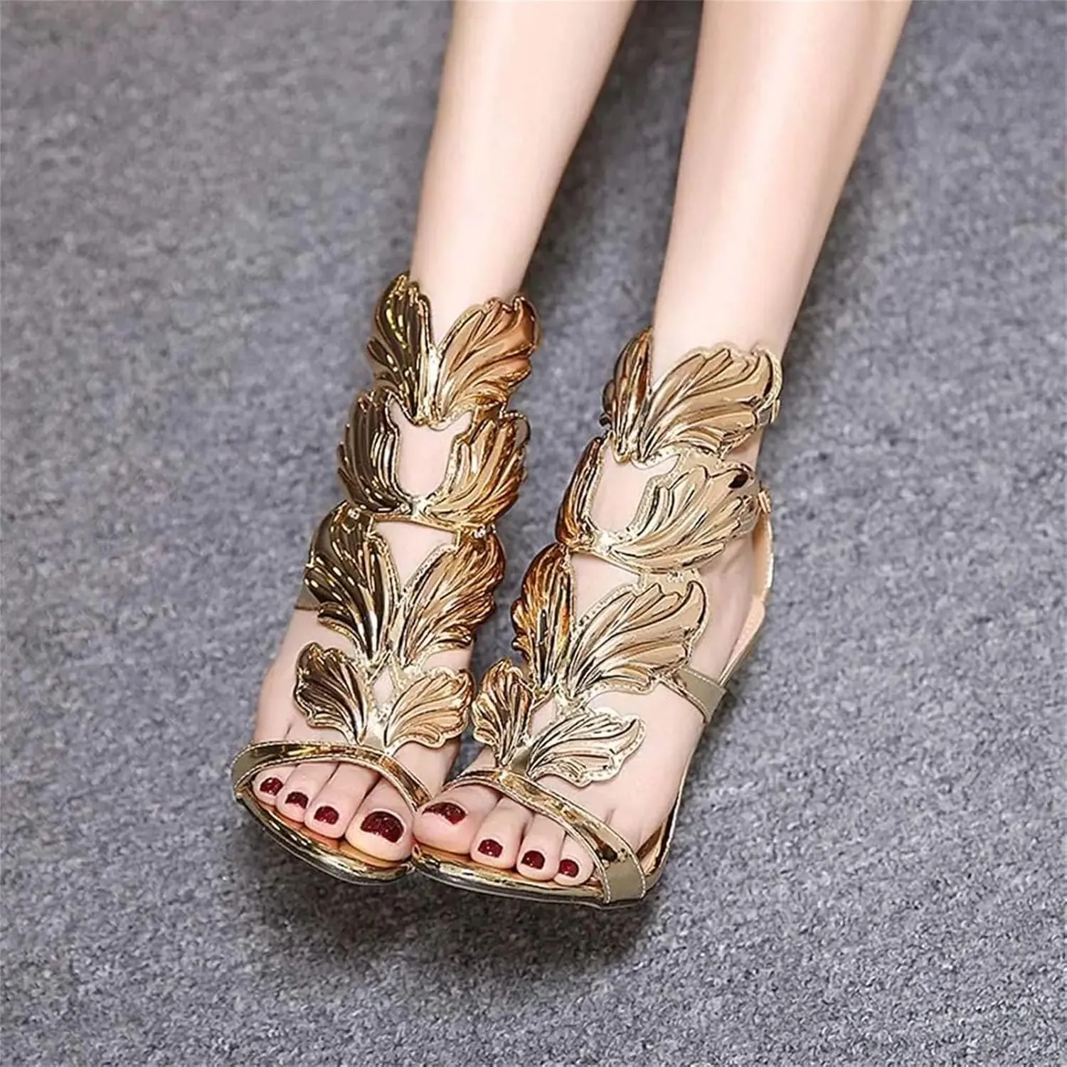 Women's Gladiator Bowknot Sandals - Roman Style High Heels with Wings