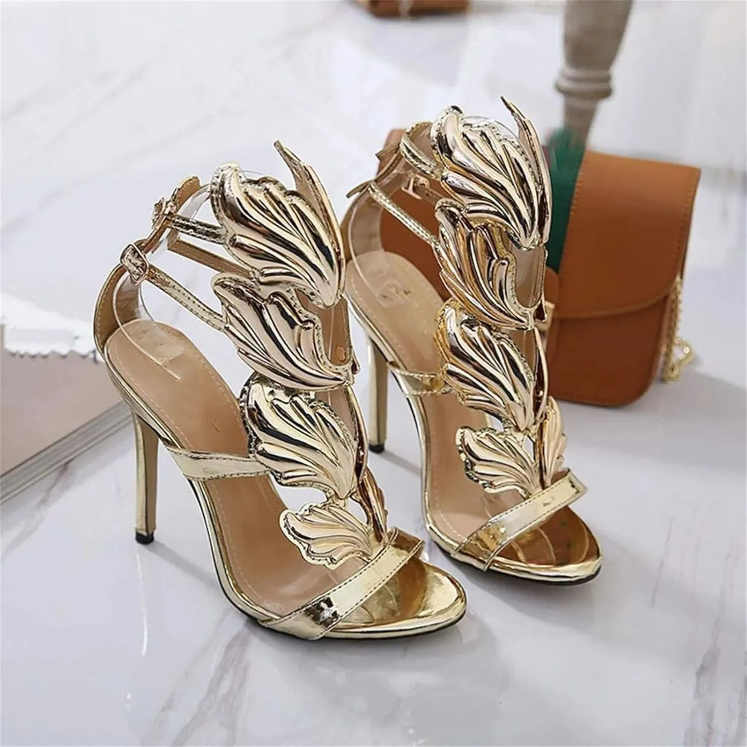 Women's Gladiator Bowknot Sandals - Roman Style High Heels with Wings