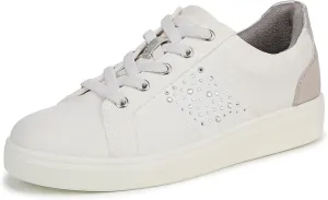 Women's Happy Friday Bright Sneaker, White Stretch Denim Fabric, 6
