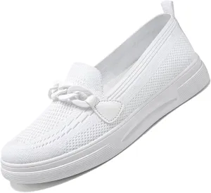 Women's Knit Mesh Lightweight Sock Sneakers Stylish Breathable Casual Walking Shoes Comfortable Slip On Platform Loafers