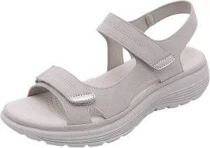 Women's Large Size Summer Leather Sandals - Lightweight Sports Slope Heel, Adjustable Straps, Breathable Slip-On Design