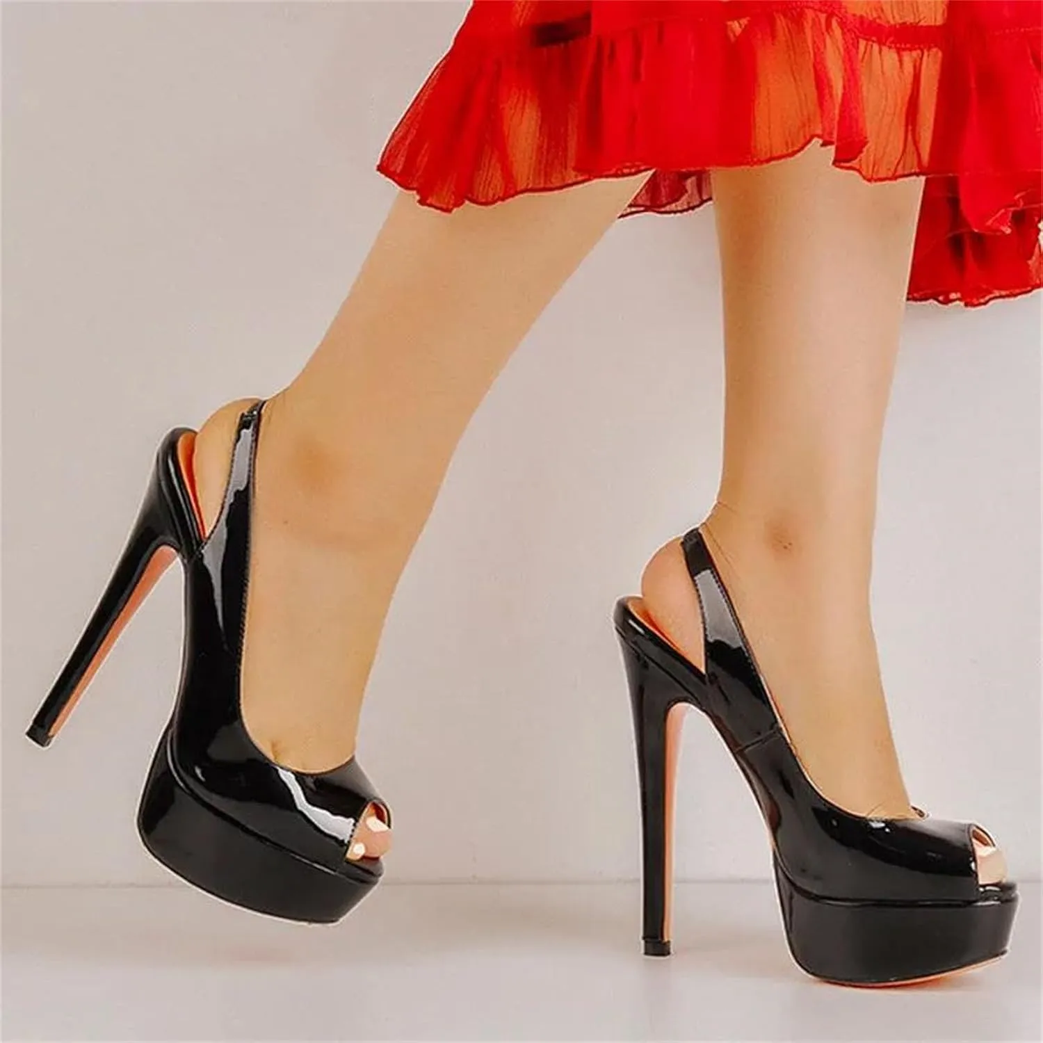 Women's Leopard Print Platforms - Mixed Color Buckle Party Pumps