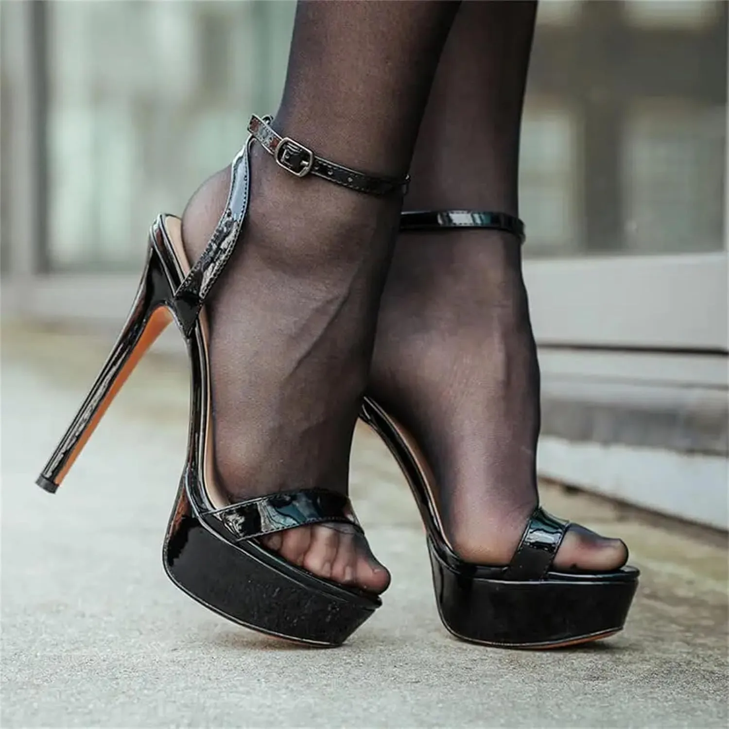 Women's Leopard Print Sandals - Mixed Color Buckle Strap Platforms