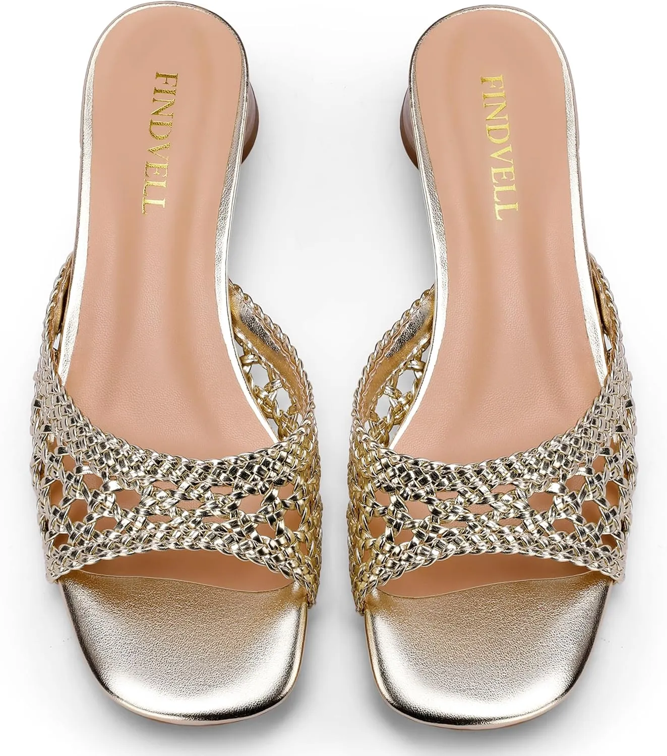 Women's Low Heels Sandals Braided Mule Chunky Block Heeled Slides Square Open toe Slip On Mules Fashion Heels