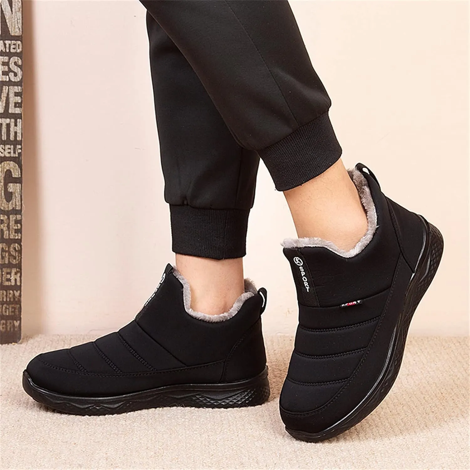 Womens Mens Snow Boots Winter Shoes Slip On Ankle Booties Anti-Slip Waterproof Fur Lined Outdoor Sneakers Short Boots