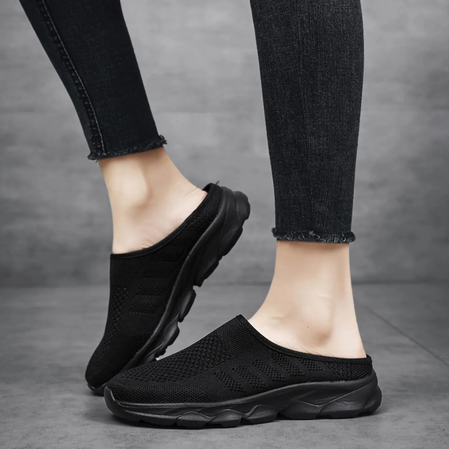 Women's Mesh Anti-Slip Orthopedic Mules Culgs Breathable Comfortable Summer Round Closed Toe Slip-on Stretch Soft Sole Hollow Out Casual Slippers for Walking Party Outdoor