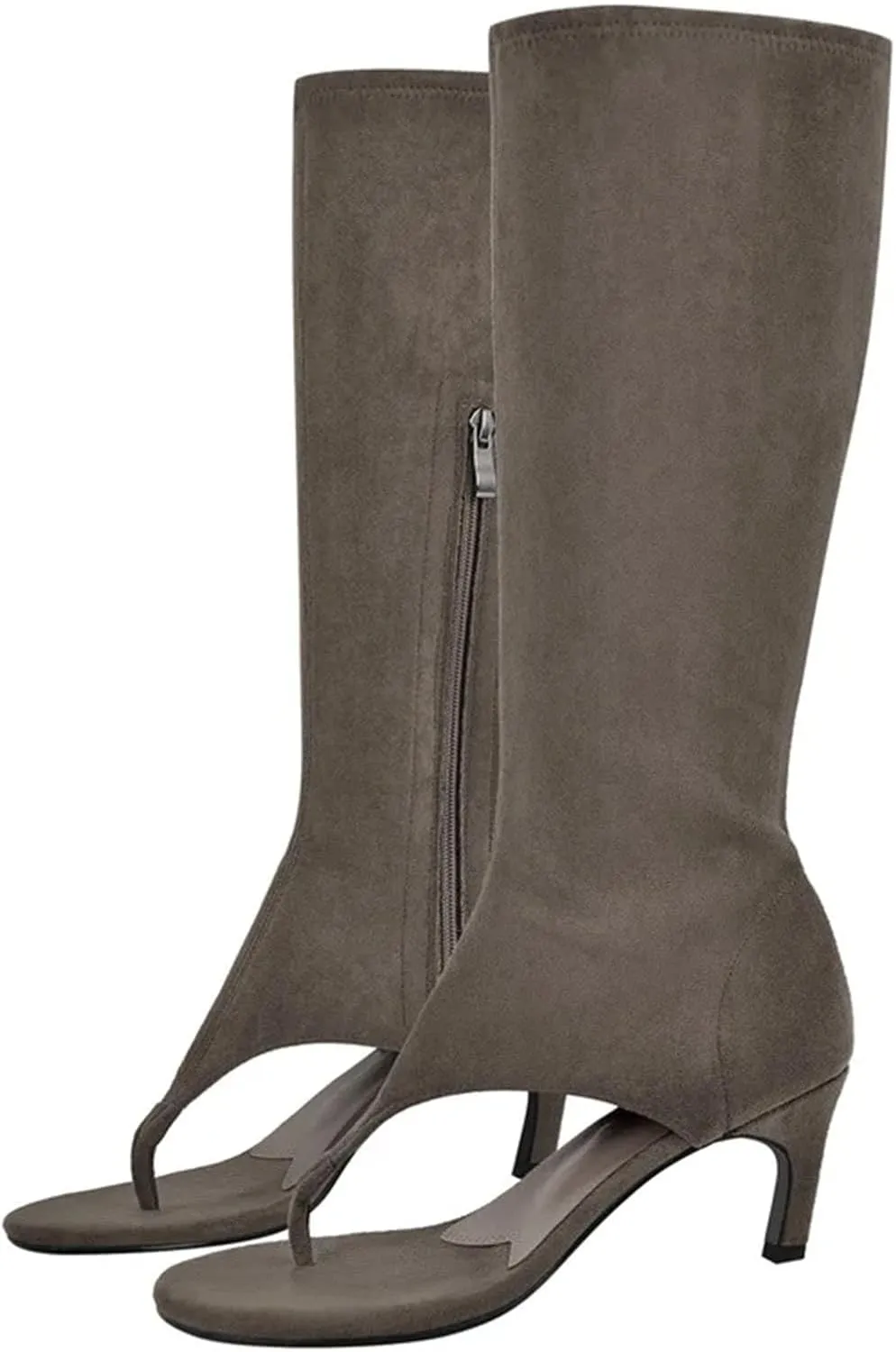 Women's Open Toe Clip-On Knee High Boots - Thin Heels Party Sandals