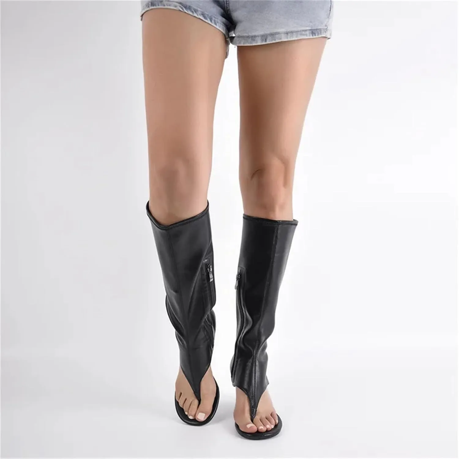 Women's Open Toe Clip-On Knee High Boots - Thin Heels Party Sandals